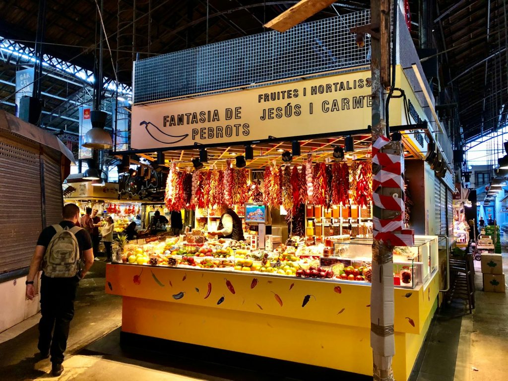 yellow and red food stall